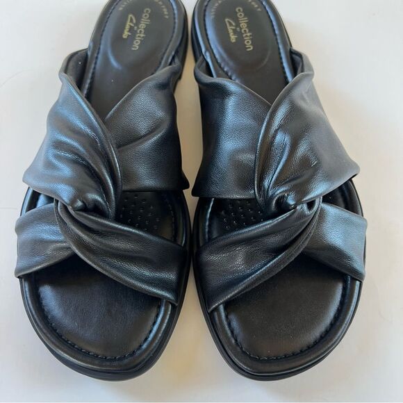Clark’s Reyna Twist Women's Black Slide Comfort Slip On Slide Sandals SZ 8 - Picture 7 of 14